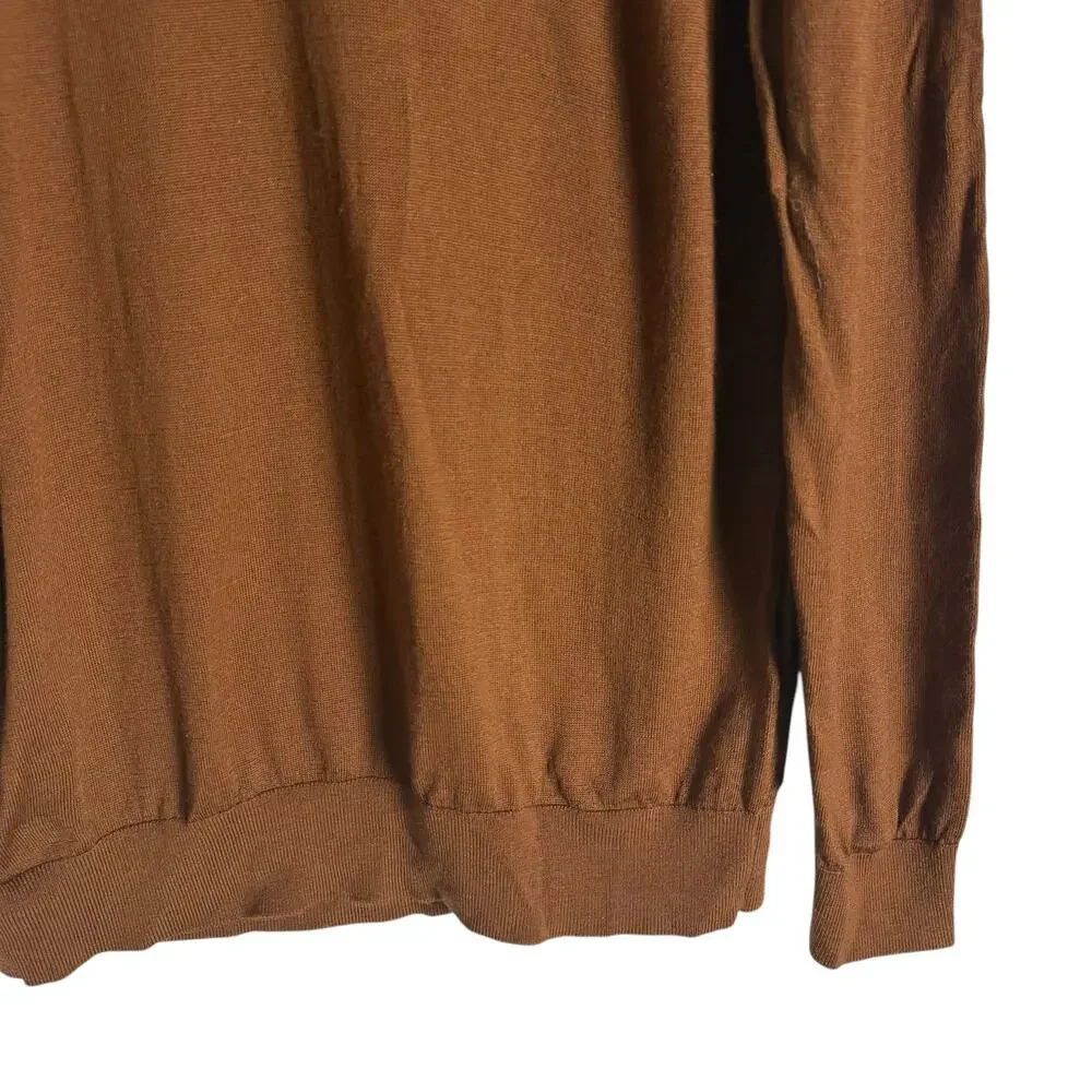 Reiss Brown Wool Crewneck Long Sleeve Pullover Sweater Size Medium